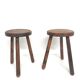 Paire de tabourets tripodes en bois vintage