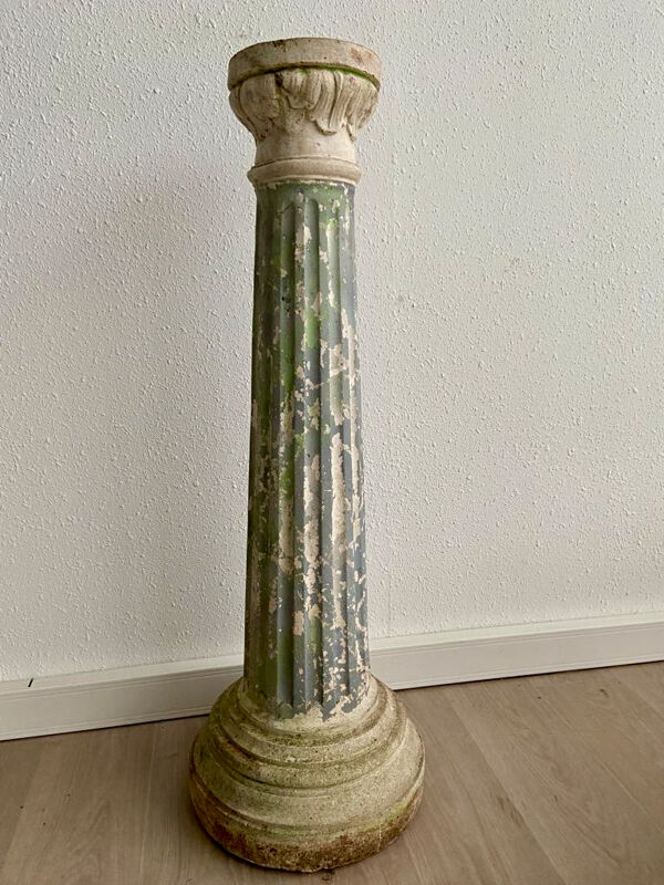 Colonne néoclassique vintage pierre reconstituée 1980s