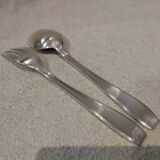 Silver-plated metal stew fork and spoon by Christofle silversmith Atlas