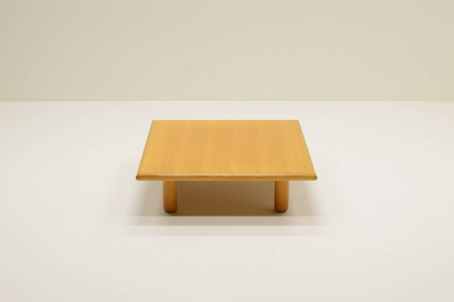 Square minimalist Ash wood coffee table, 1980s europe.