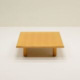 Square minimalist Ash wood coffee table, 1980s europe.