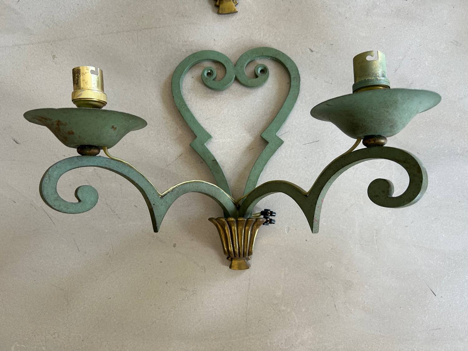 Set of 4 antique metal wall lights / 1950s
