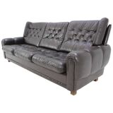 Czech Brown Leather Sofa, 1970s