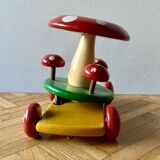 Vintage wooden pull toy - Mushroom - 1960s