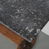 French Marble & Cast Iron Console or Side Table, 19th Century