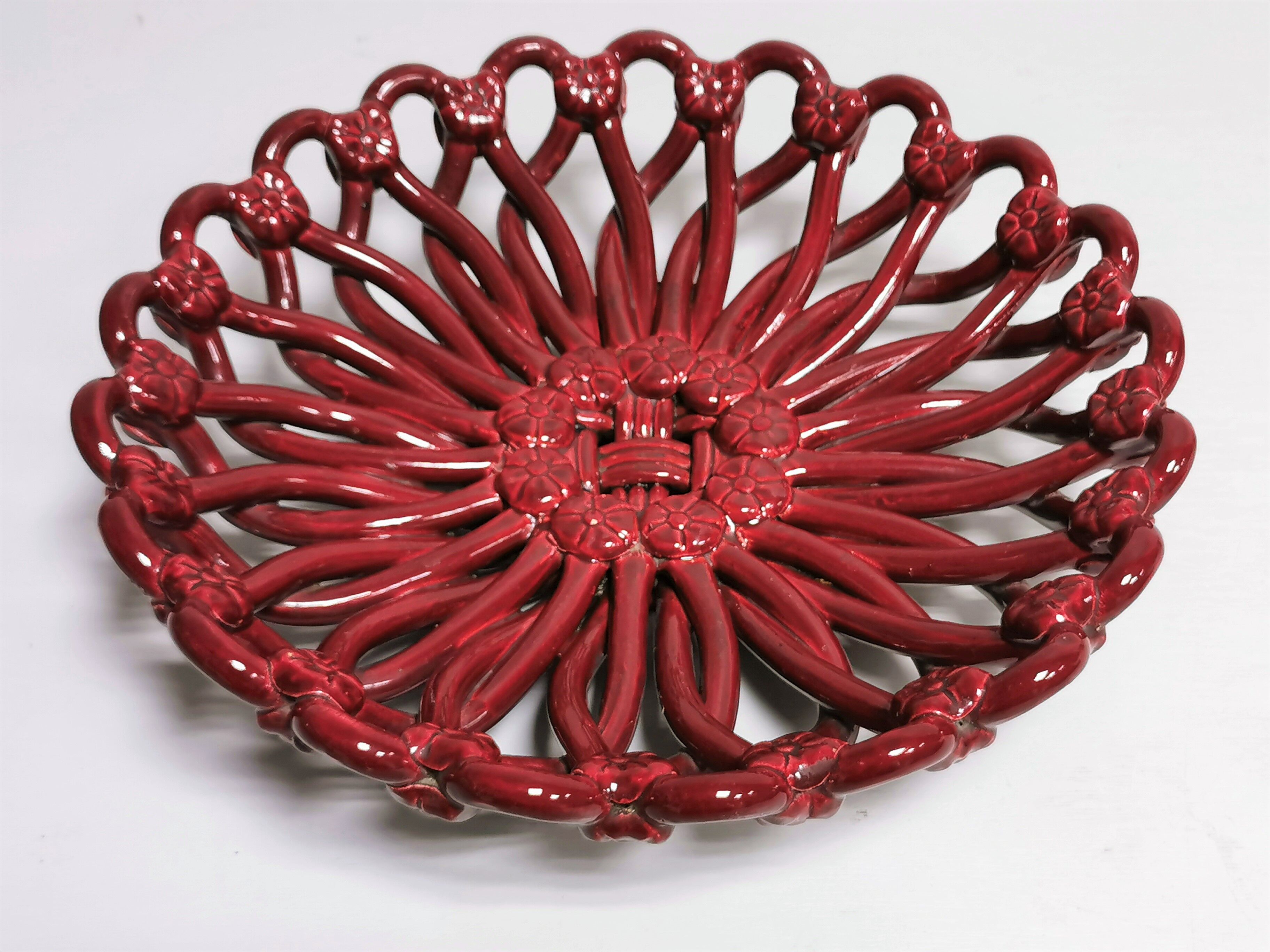 Vintage Fruit Basket , Ceramic Centerpiece VALLAURIS