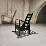 Black Lacquered Oak Modernist Armchair, 1960