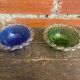 Pair of bol coupe fruit antique fostoria colony twisted green glass +