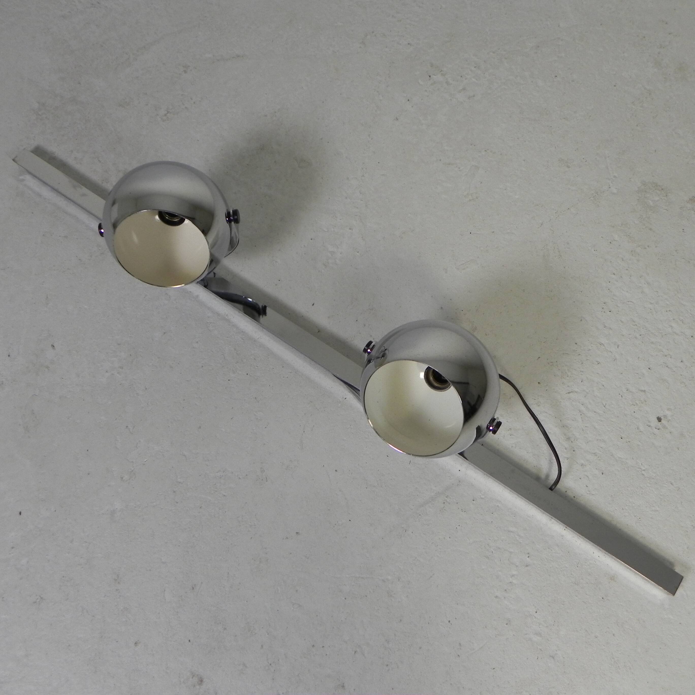 2 chrome ball spots on rail, 1950s