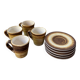 Longchamp brown and yellow coffee service