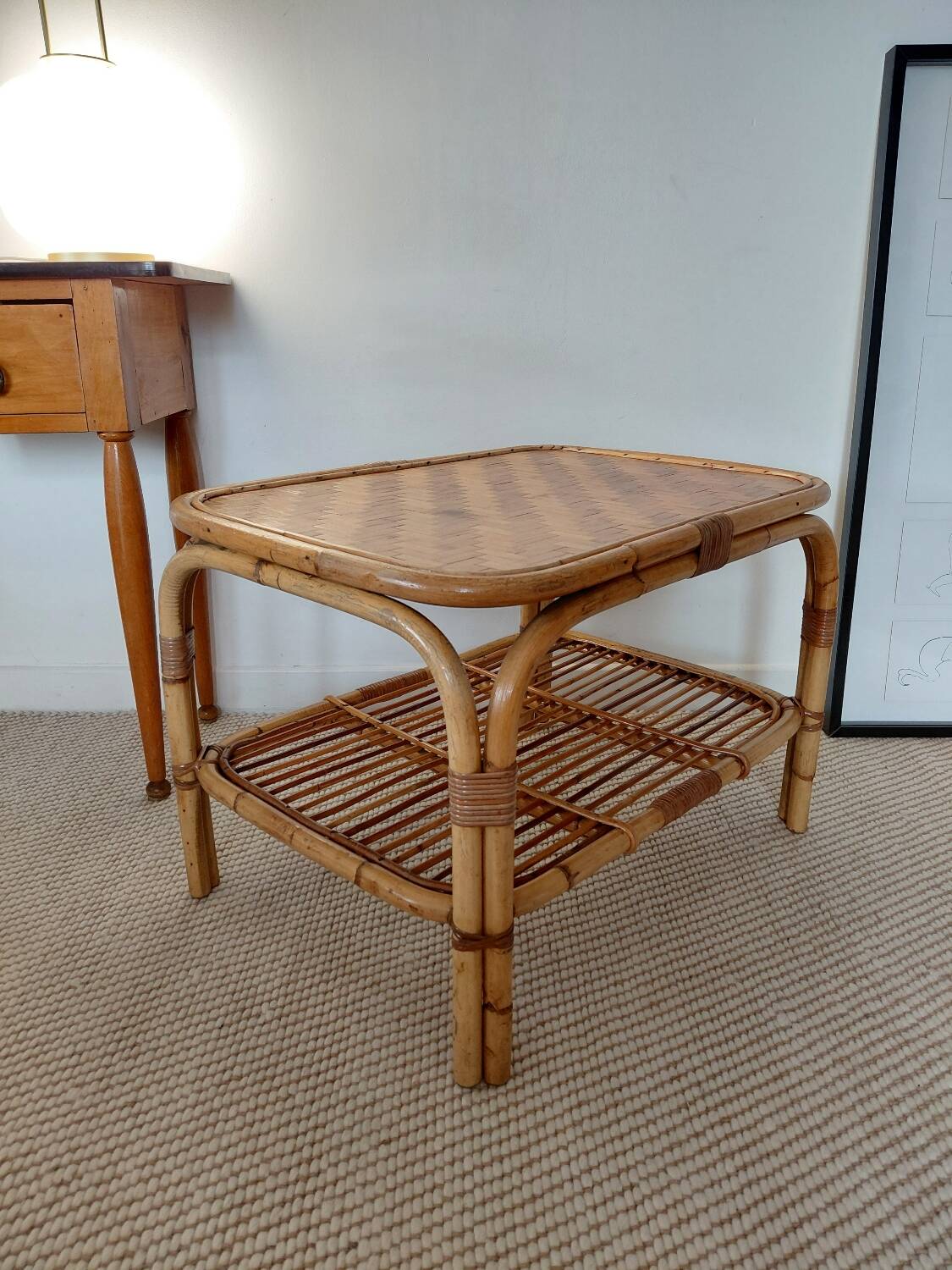 Vintage rattan coffee table