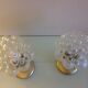 Pair of bubbled glass globe bedside lamps / vintage 60s-70s