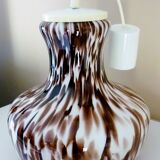 Pendant light in white opal glass with black speckles, 1960s/1970s