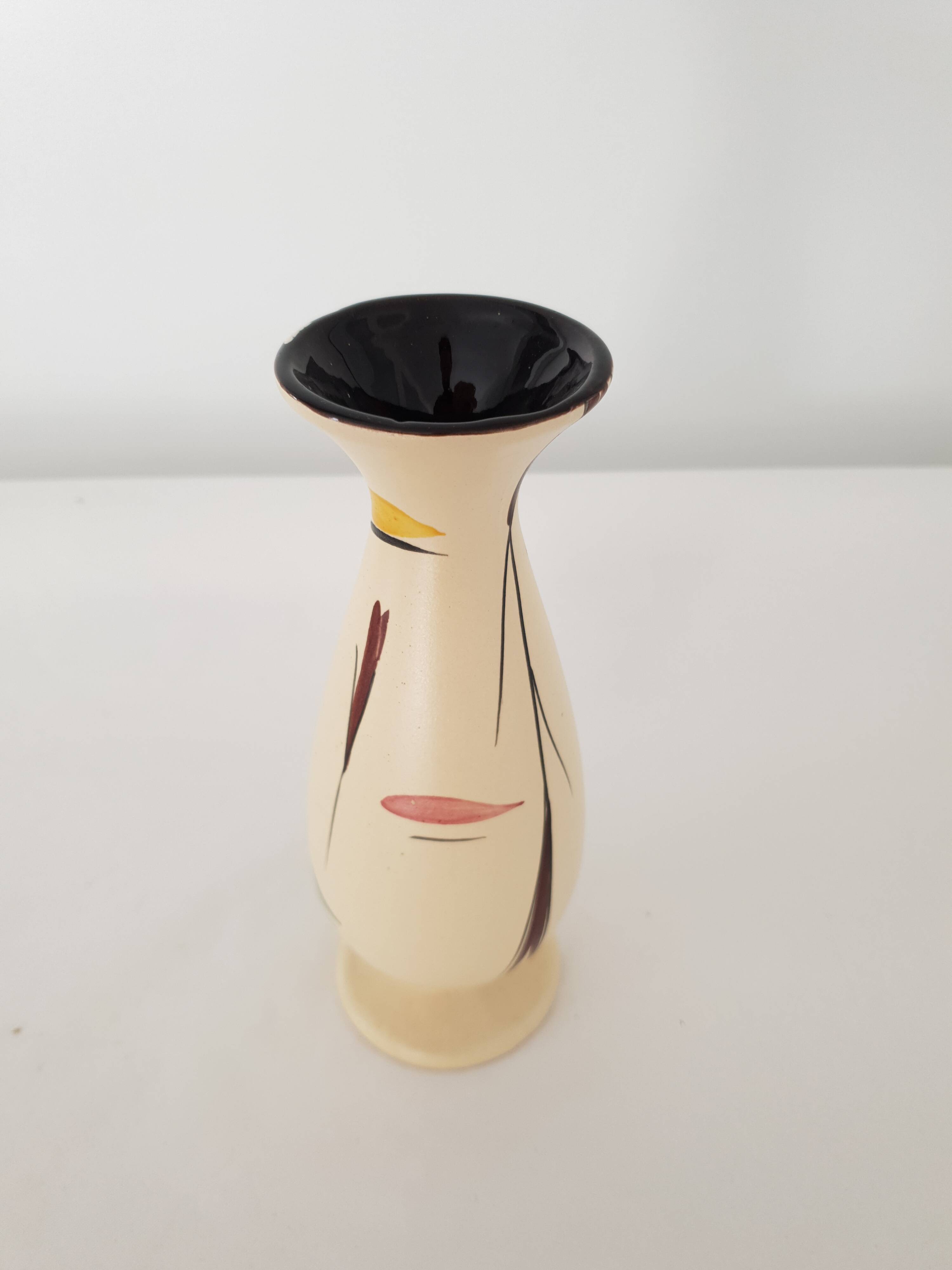 Ceramic vase with geometric shapes decoration signed Martine