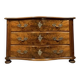 Curved chest of drawers from the Louis XIV - Louis XV period in burr walnut and gilded bronze