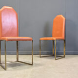 Vintage brass dining chairs by Belgochrom, 1970s