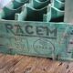 Green wooden bottle case