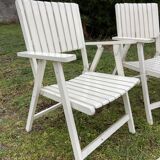 6 vintage wooden folding garden armchairs