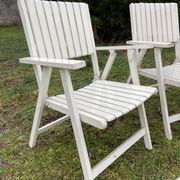 6 fauteuils de jardin bois vintage pliant