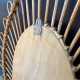 Almond rattan mirror from the 1960s