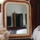 Miroir ancien style Louis Philippe, loupe de bois
