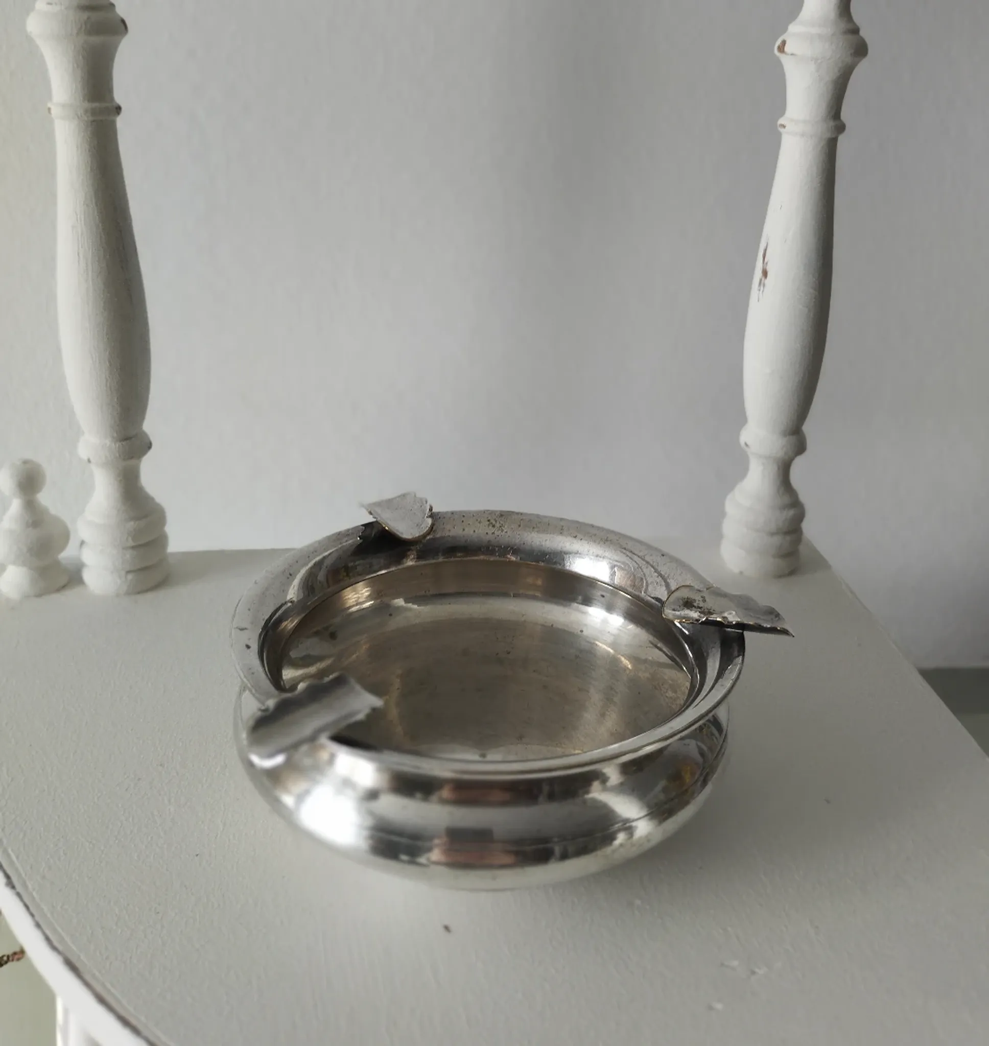 Small antique silver-plated metal ashtray English E.P.N.S.