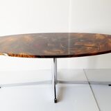 Coffee table in 1960 1970 vintage horses plastic resin & chrome 60's 70's