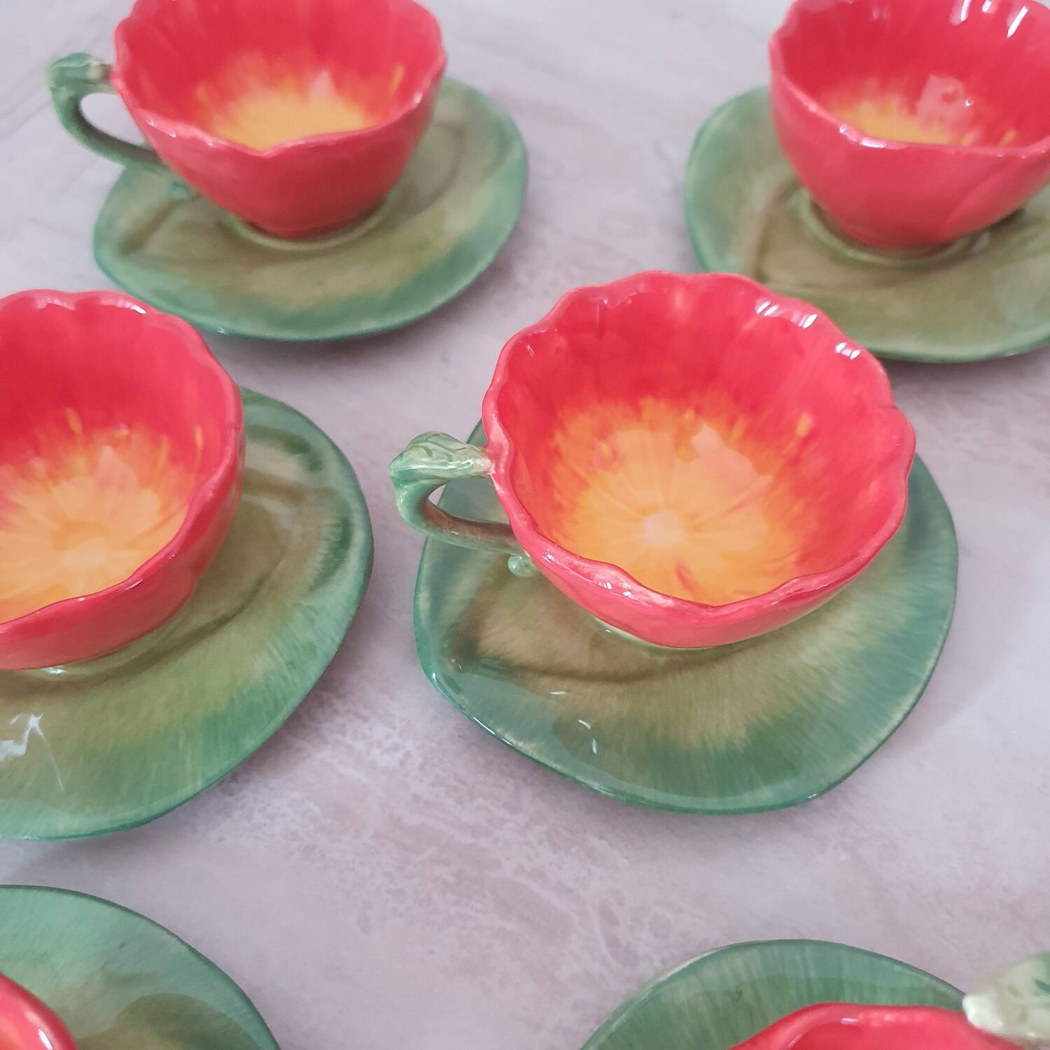 Barbotine flower coffee and tea service