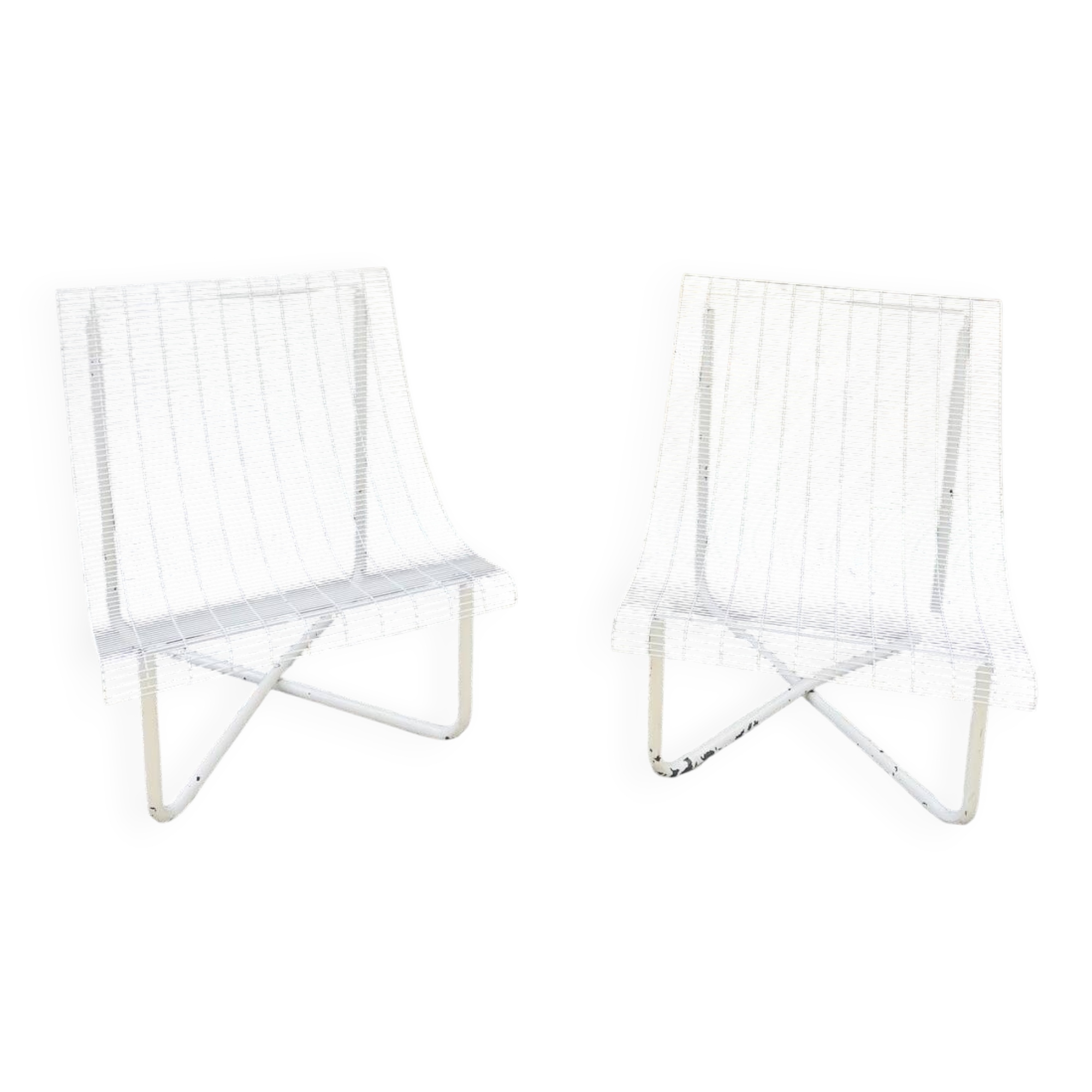 Pair of wire armchairs, 1980s
