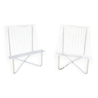 Paire fauteuils filaires 1980