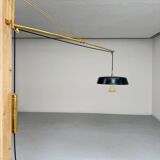 Antique Italian design Stilnovo brass and vintage metal gallows lamp