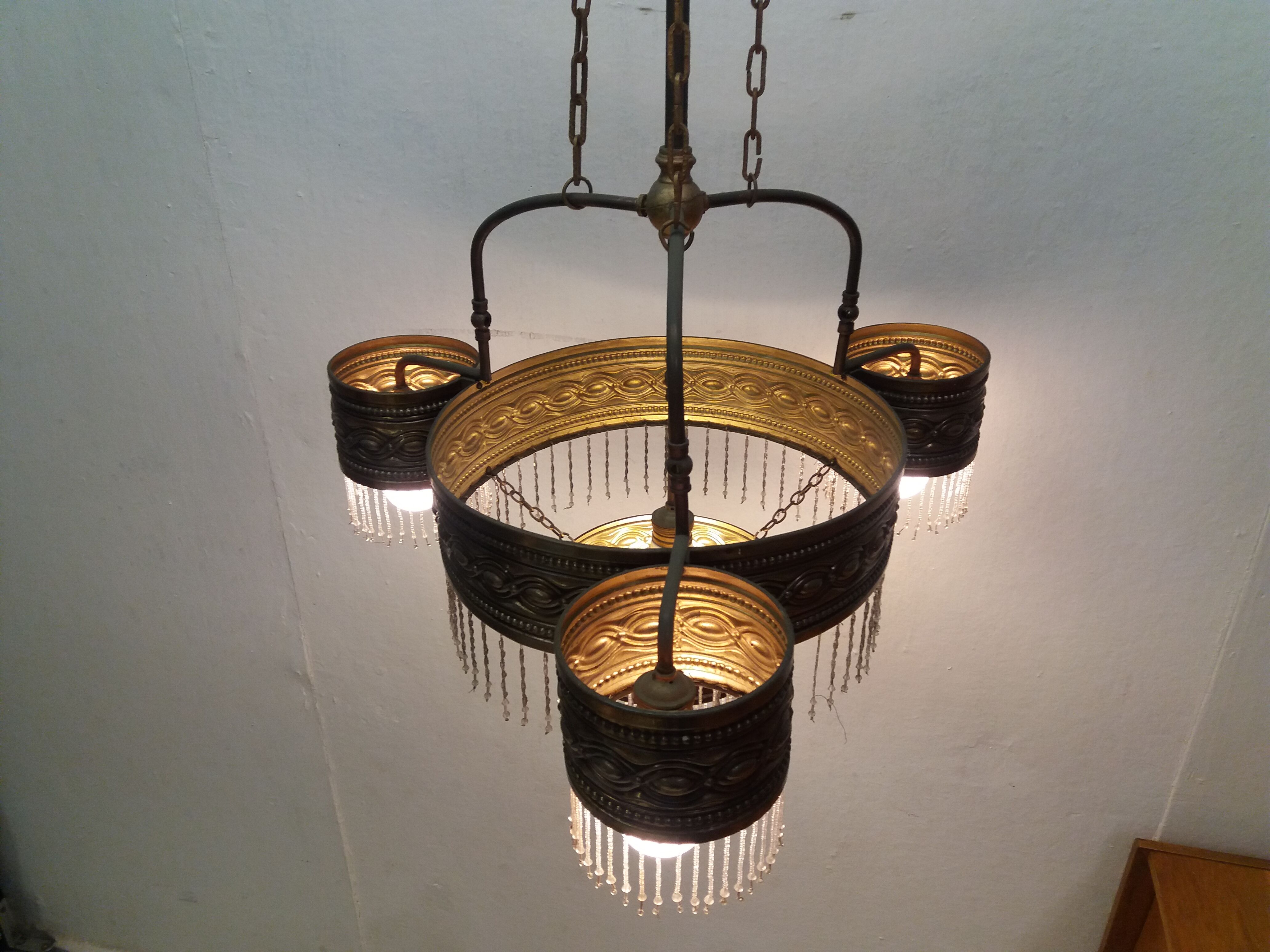 1900 art nouveau chandelier, czechoslovakia