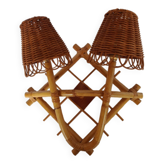 Bamboo and rattan wall light Louis Sognot