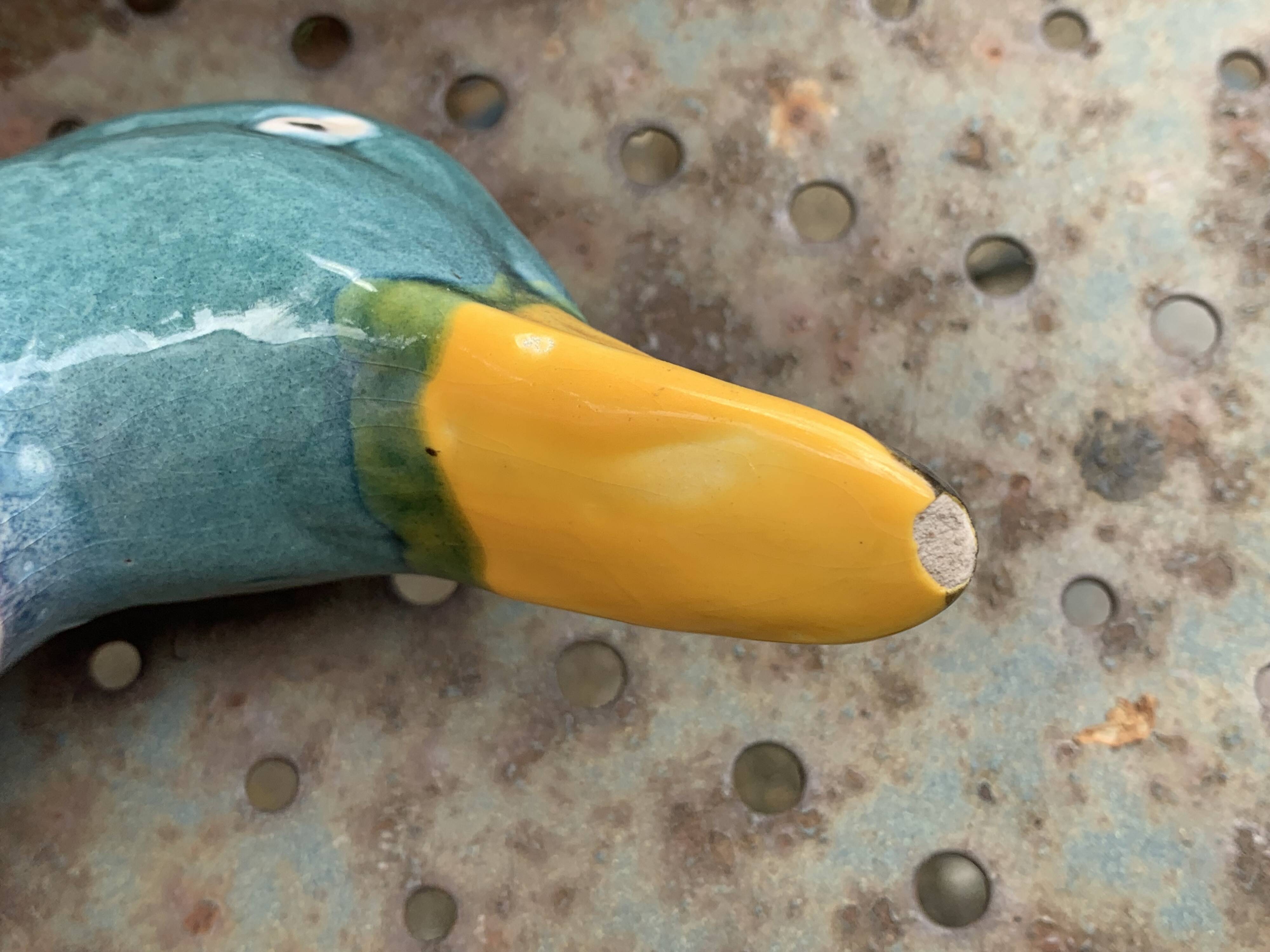 Charming Duck, slip, enameled ceramic terrine, white basket-shaped base and lid