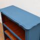 Renovated antique bookcase – Bleu des Vosges library, Libéron and natural wood – H100 cm