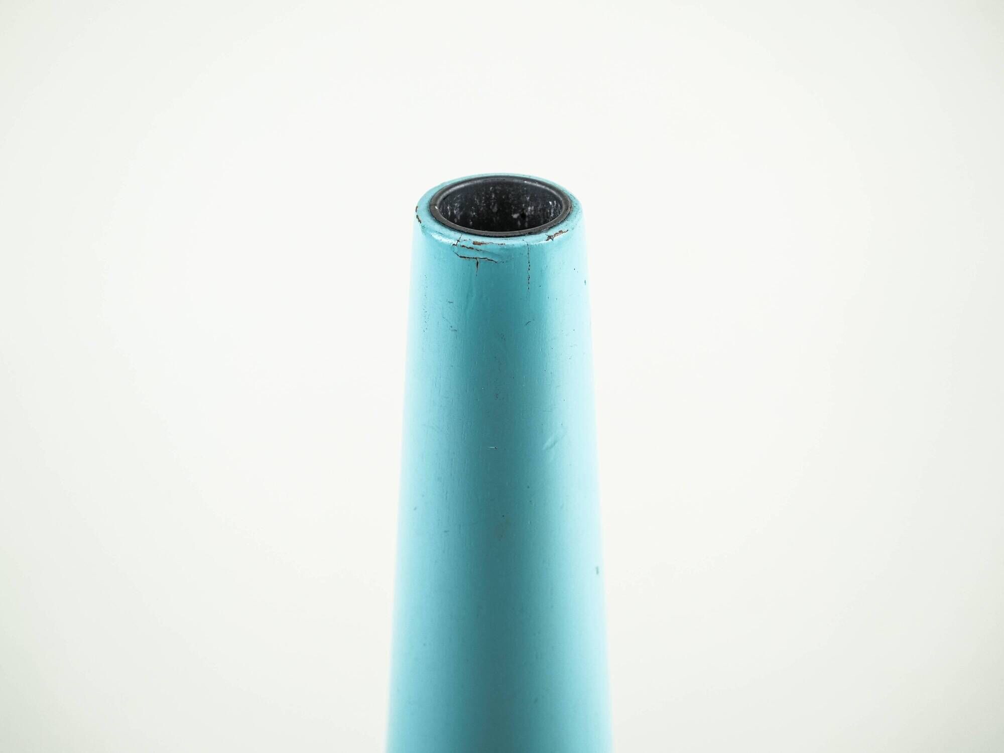 Wooden candlestick in blue, Danish design 1970s