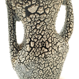Old vase 2 handle ceramic vallauris volcanic effect interior red