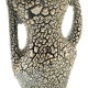 Vase 2 anse céramique vallauris effet volcanique intérieur rouge