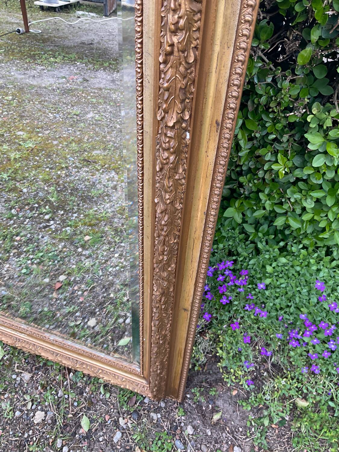 Old plastered and gilded wooden mirror 138x84