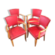 Lot de 4 fauteuils bridge rouge