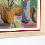 Original  Mid-Century Oil On Board Painting" Still Life with Flowers "--Vintage & Framed