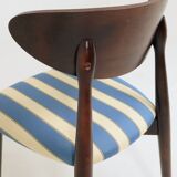 Modern set 4 Dining Chairs, Striped Fabric, French style
