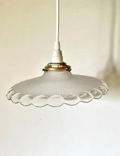 Pendant light with clear and frosted glass bowl