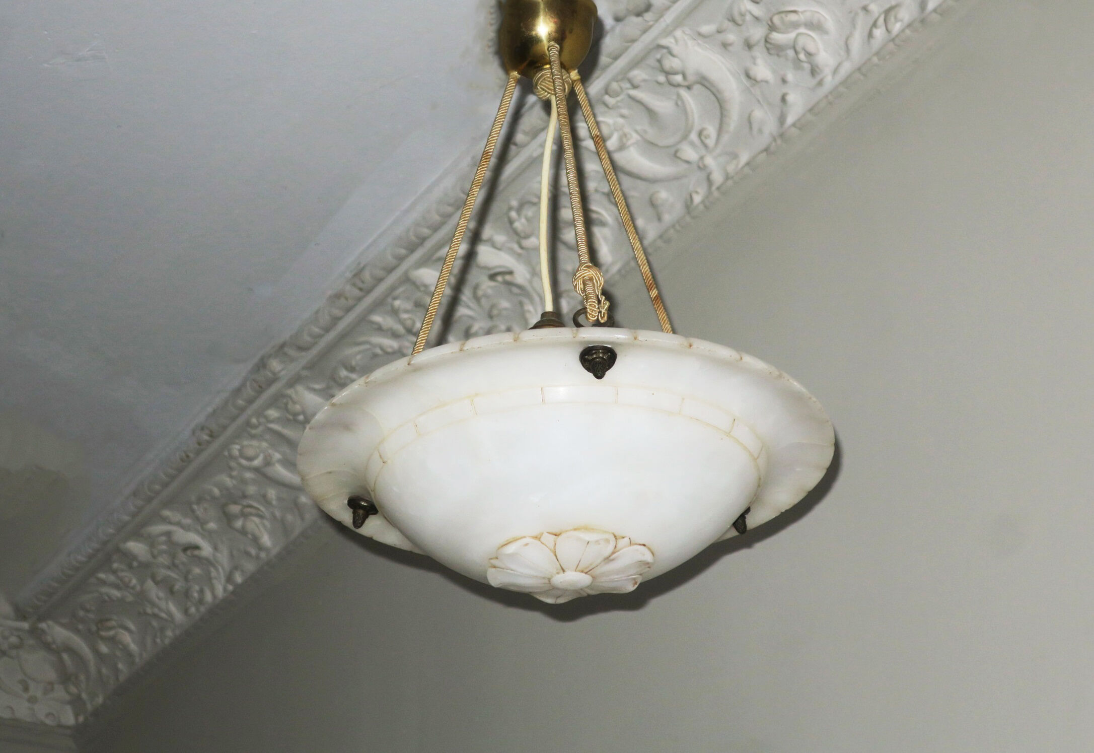Alabaster pendant ceiling light, 1920
