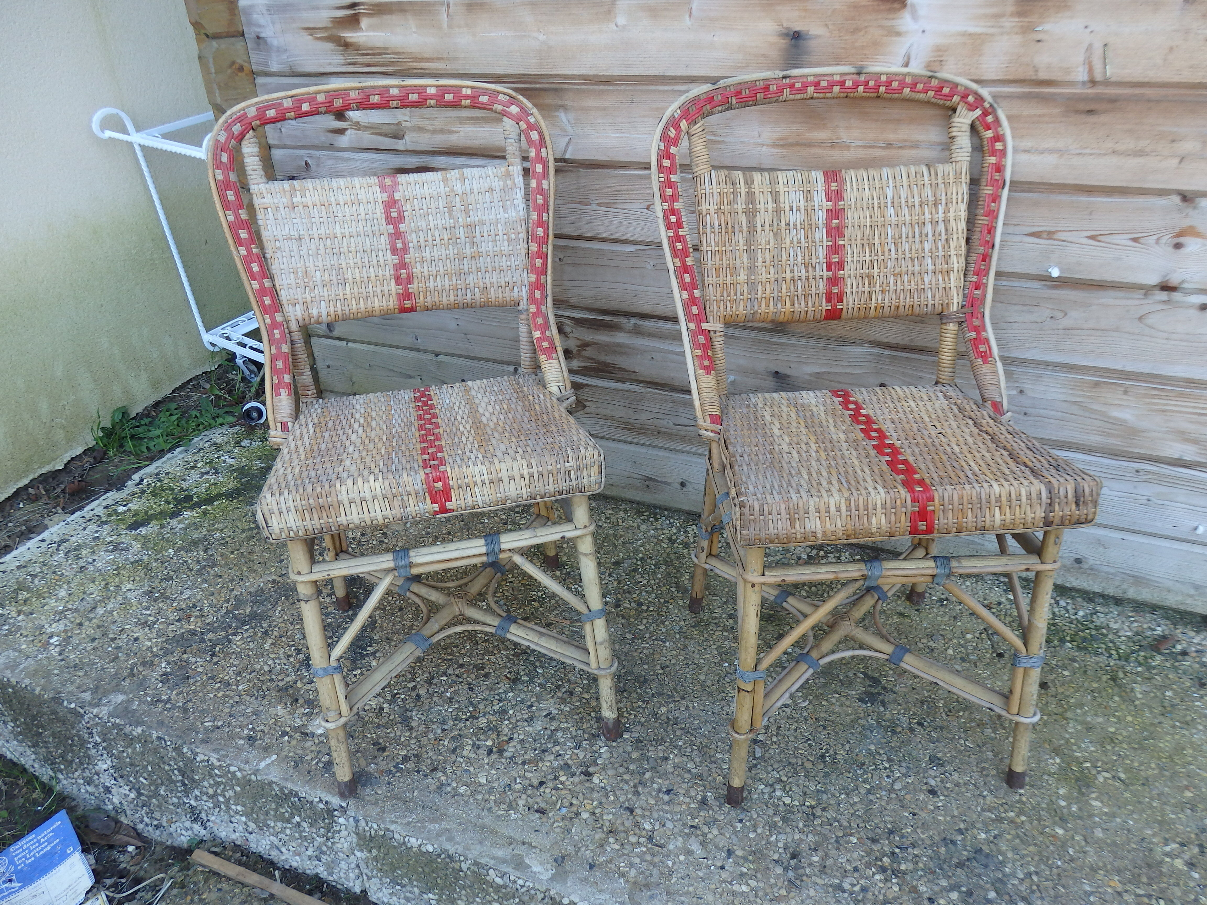 Pair of vintage rattan bistro chairs