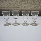 4 antique caton style crystal stemmed glasses - h10 cm