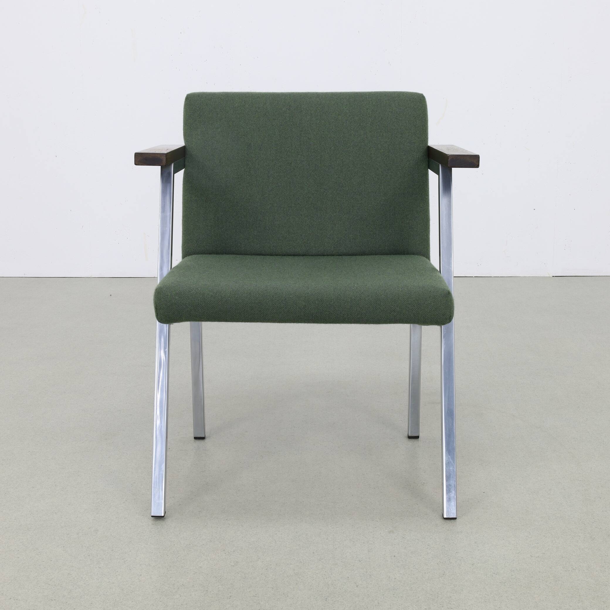 Vintage Armchair in Wool and Chrome by Martin Visser for t' Spectrum, 1960s