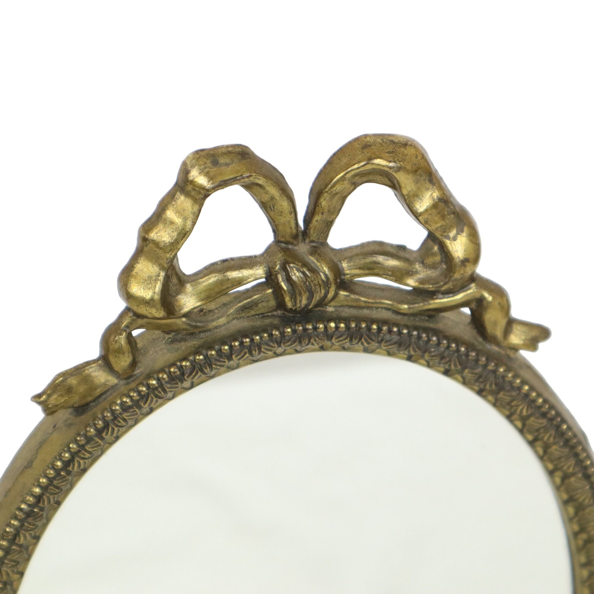 Vintage italian dressing mirror with bow baroque style gold tiltable 34cm