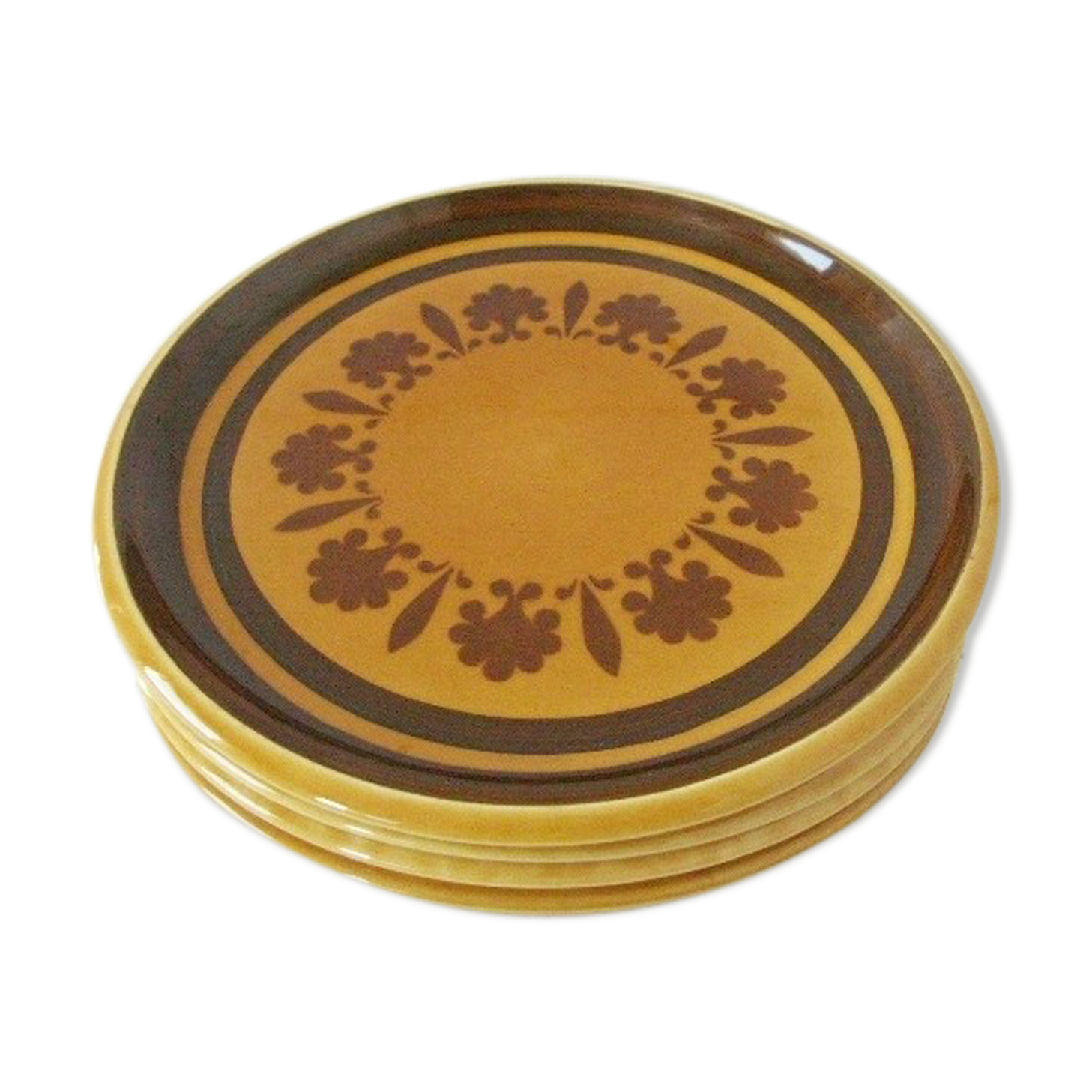 Lot 4 flat plates Boch la Louvière vintage 60