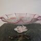 Mikasa pink floral embossed glass serving dish/fruit bowl